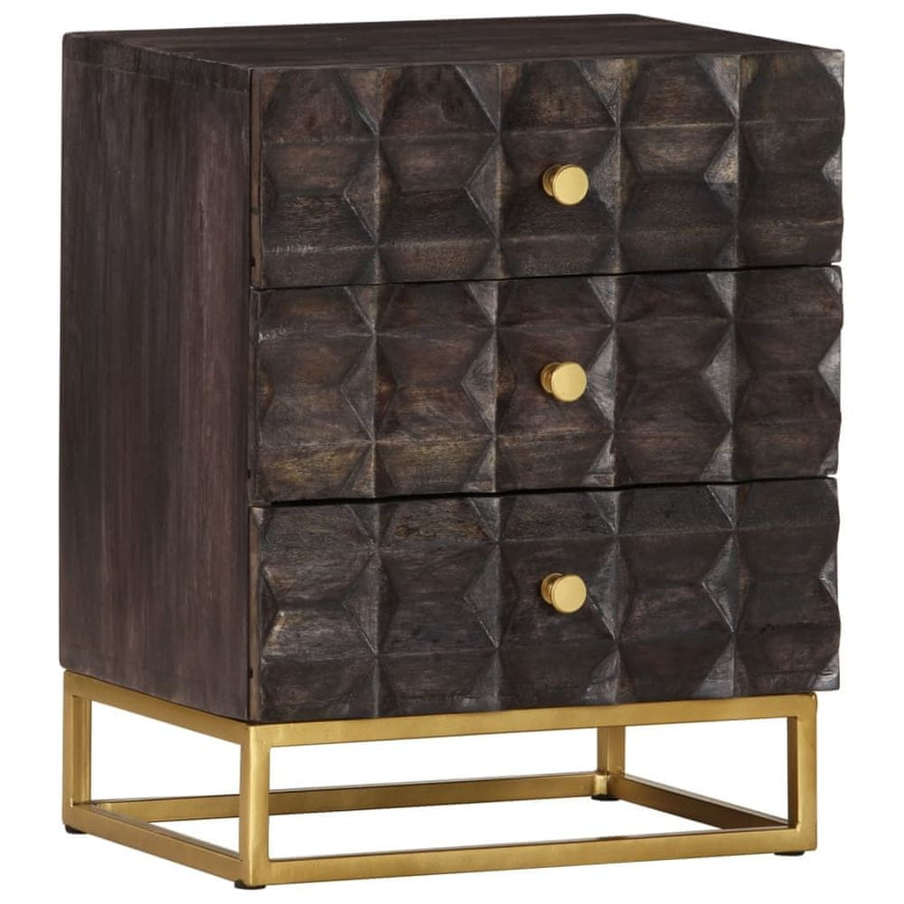 Vidaxl Nočný stolík, čierny, 40 x 30 x 50 cm, masívne mangové drevo